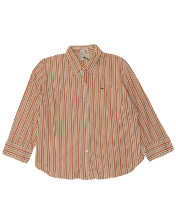 Camisa Mujer Lacoste Talla 46 XL Algodón Rayas Beige
