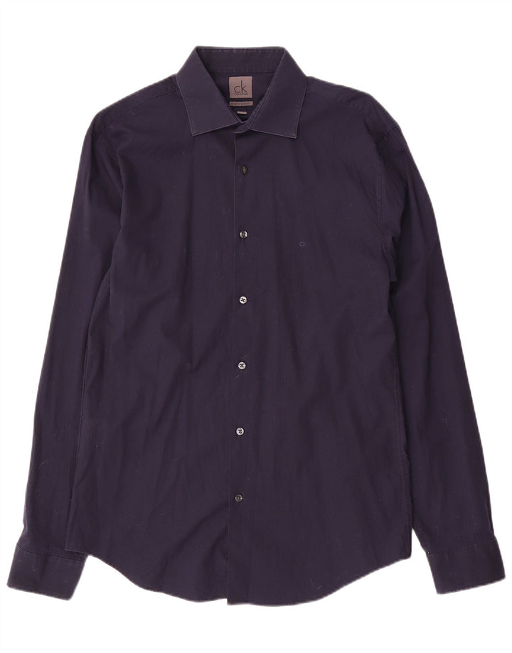 Camisa Calvin Klein Slim Fit para hombre talla 40 15 3/4 mediana azul marino