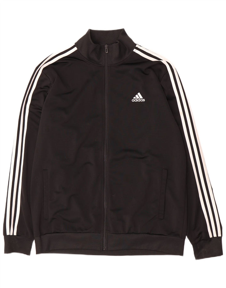 Adidas Hombre Chándal Top Chaqueta Grande Negro Poliéster Deportes