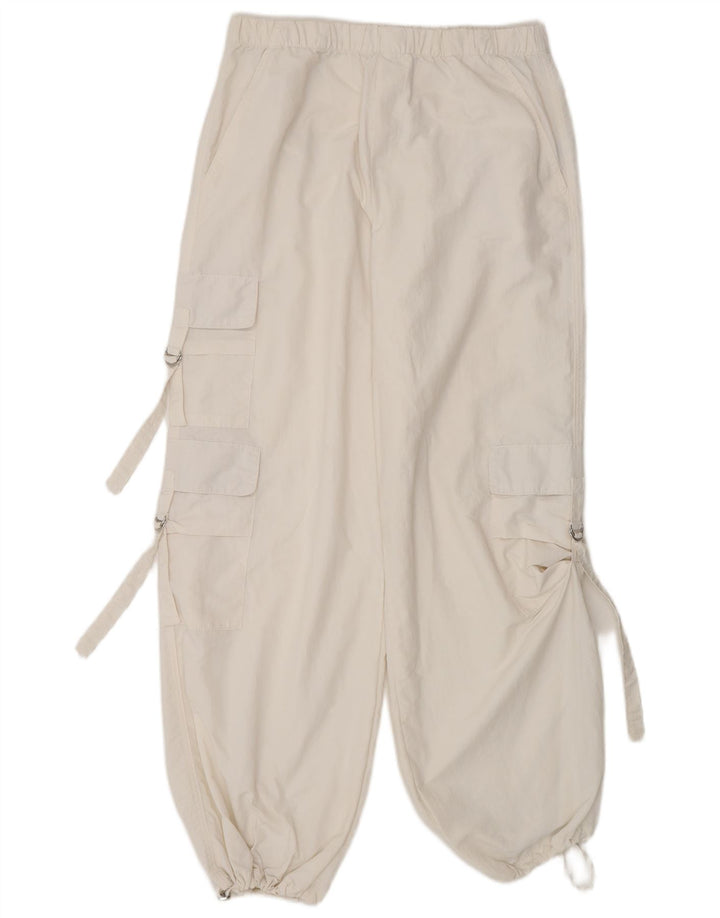 Zara Mujer Joggers Pantalón Cargo Pequeño W28 L30 Poliamida Blanco