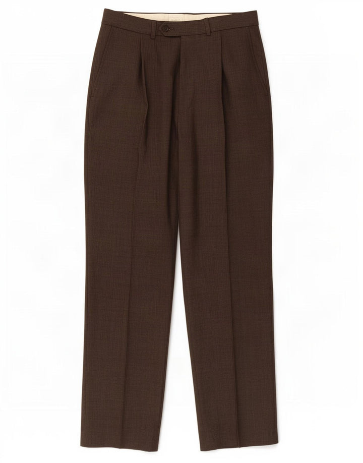 Marks & Spencer Pantalón de traje con pinzas para hombre W32 L31 Poliéster marrón