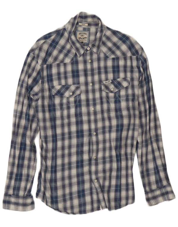 Camisa Wrangler para Hombre, Corte Regular, XL, Cuadros Azules, Algodón