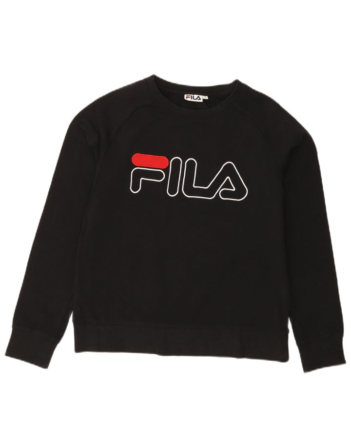 FILA Sudadera gráfica para mujer Jumper UK 10 Small Black Cotton