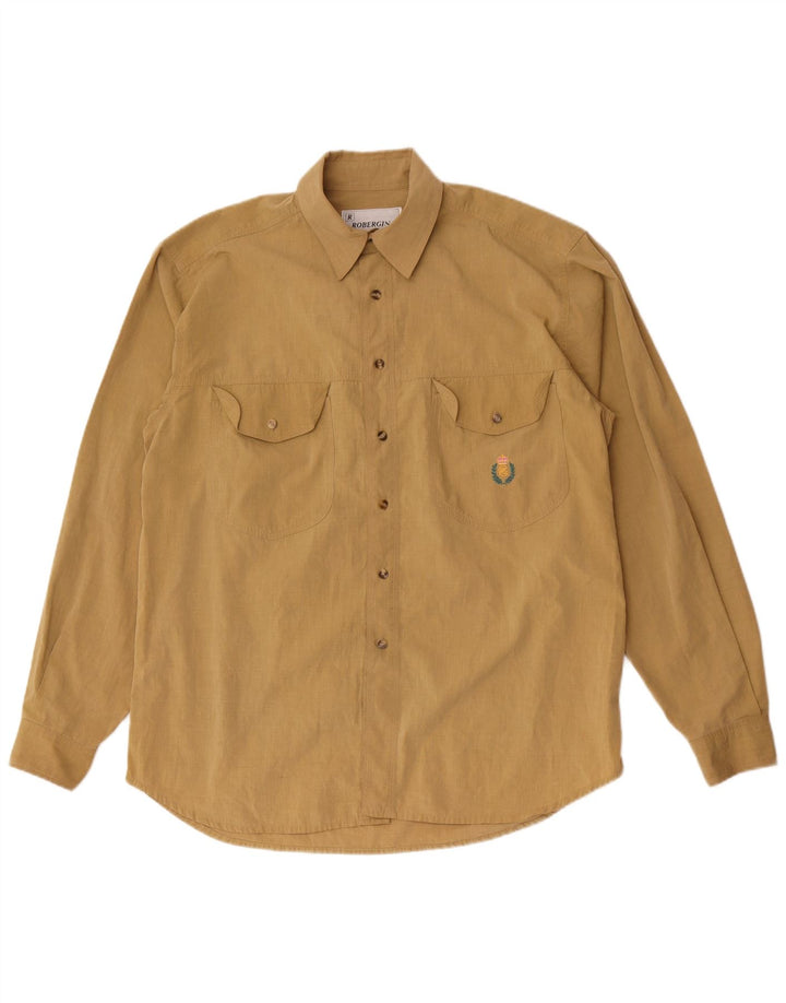 Camisa vintage para hombre grande marrón