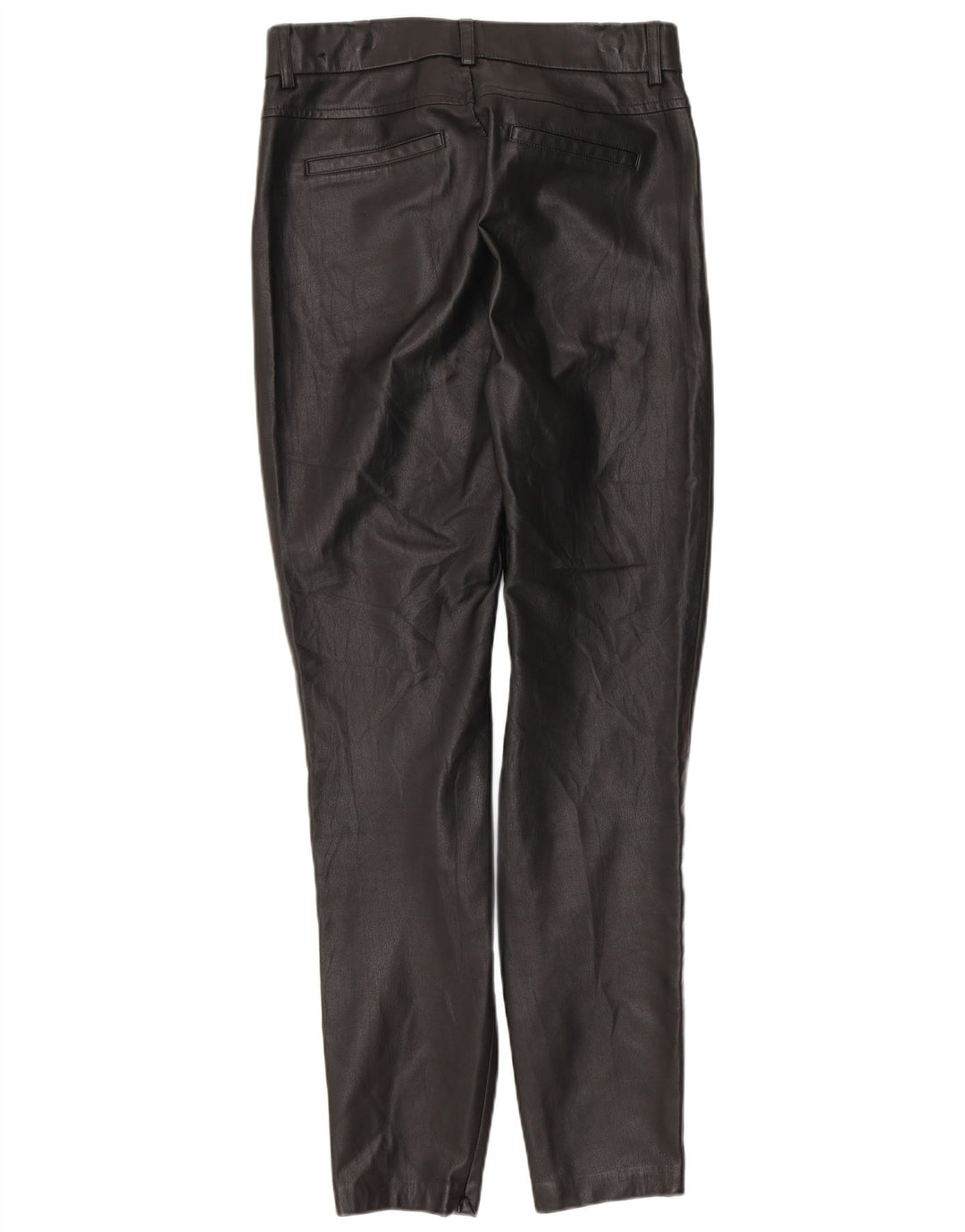 Zara Mujer Pantalones Slim De Piel Sintética Pequeño W26 L27 Negro