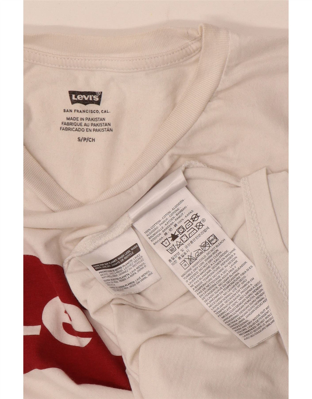 Levi's Camiseta gráfica para hombre Top Small White Cotton