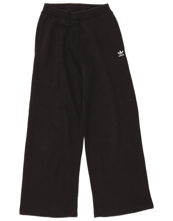 Adidas Womens Wide Leg Tracksuit Trousers UK 8/10 Small  Black Cotton