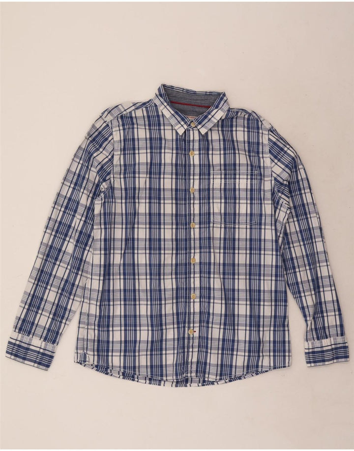 Camisa de hombre Fat Face de algodón con cuadros azules grandes