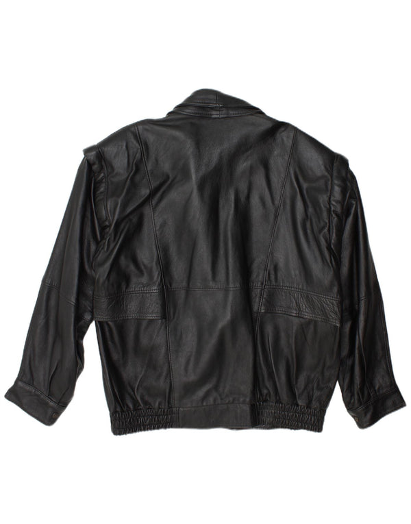 Chaqueta de cuero vintage para hombre Reino Unido 42 XL Negro