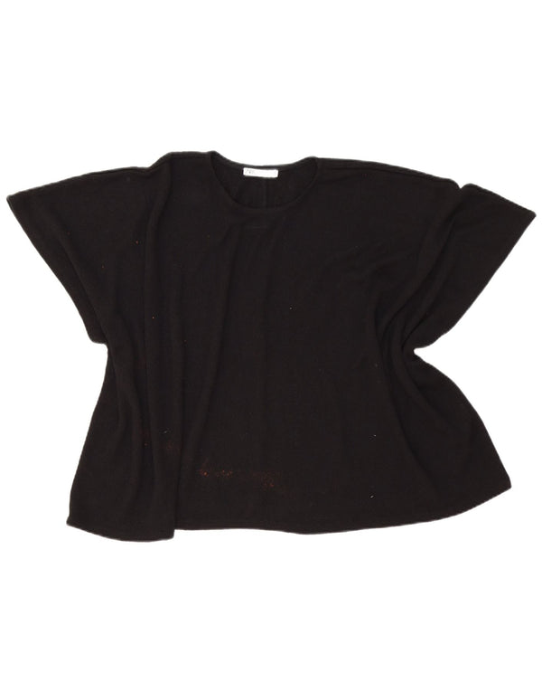 Zara Mujer Poncho Blusa Top UK 44 Medium Viscosa Negra