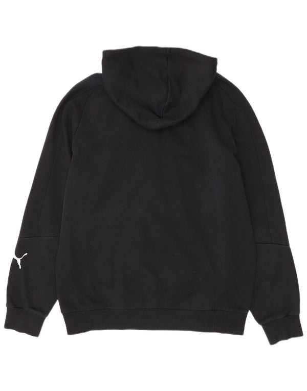 Puma Sudadera con capucha gráfica para hombre, talla grande, algodón negro