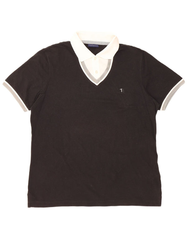 TRUSSARDI JEANS Polo para hombre 2XL Algodón color block negro