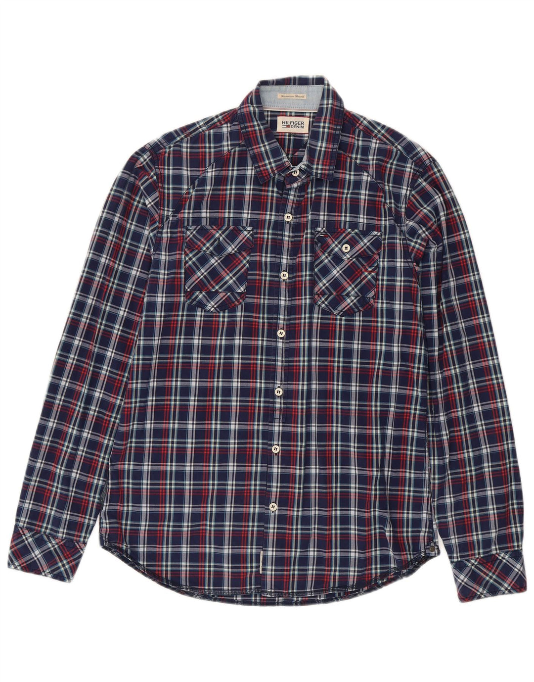 Camisa Tommy Hilfiger Hombre Algodón Azul Marino Mediano A Cuadros