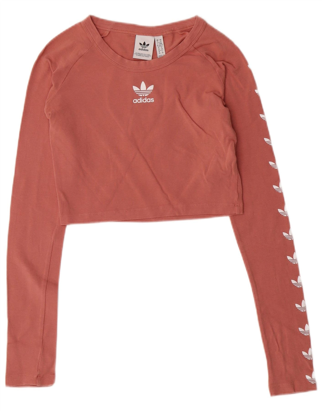 ADIDAS Top corto gráfico para mujer de manga larga UK 6 XS Algodón rosa