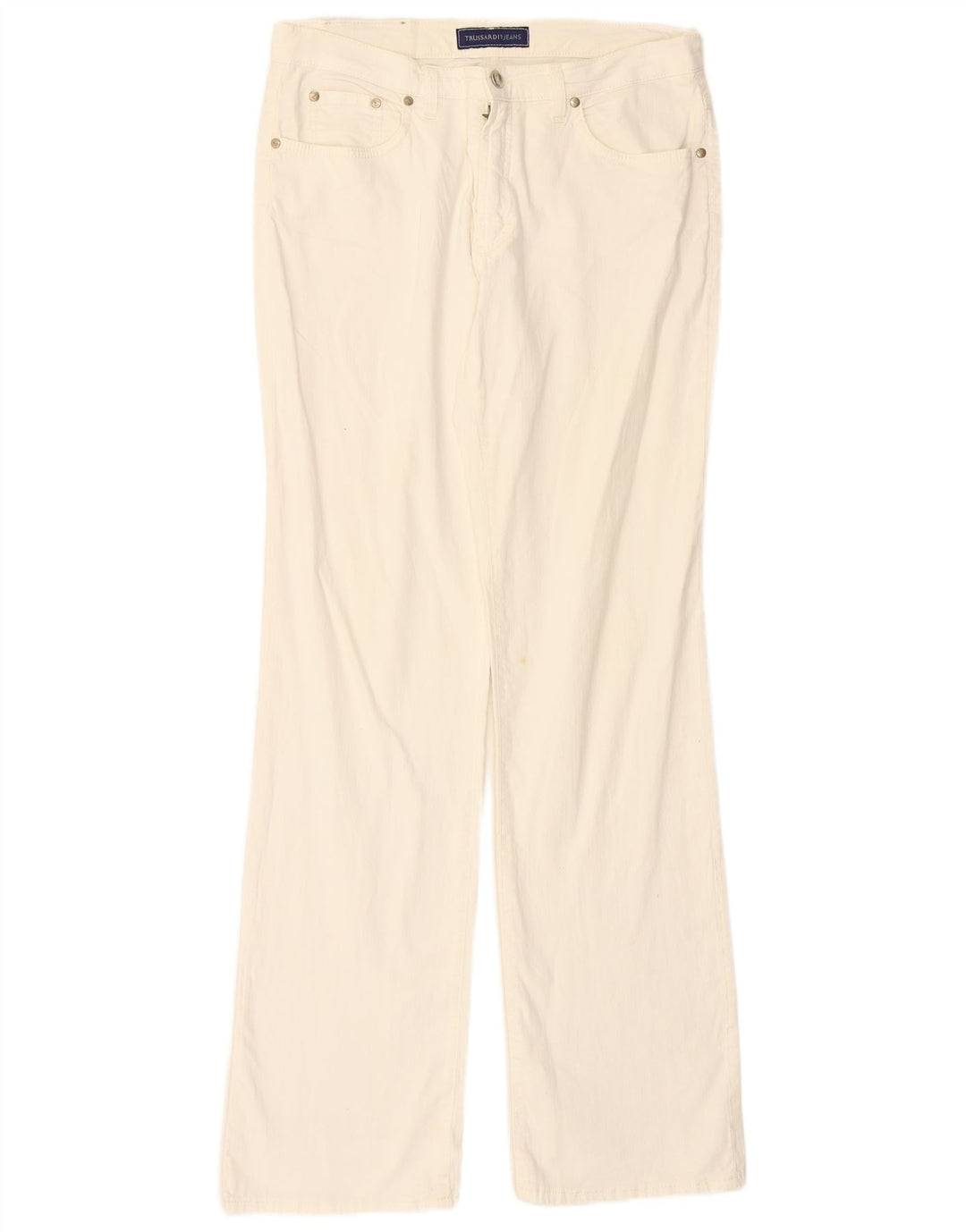 TRUSSARDI Pantalones casuales rectos para hombre IT 47 Small W31 L33 Algodón blanco