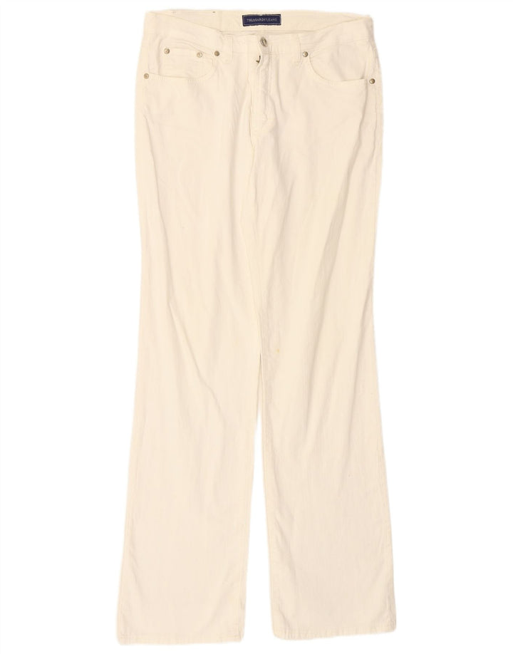 TRUSSARDI Pantalones casuales rectos para hombre IT 47 Small W31 L33 Algodón blanco