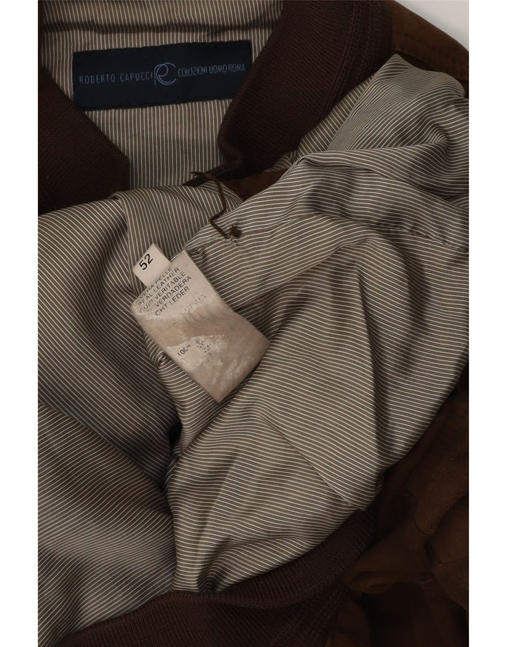 ROBERTO CAPUCCI Chaqueta bomber de ante para hombre IT 52 XL Cuero marrón