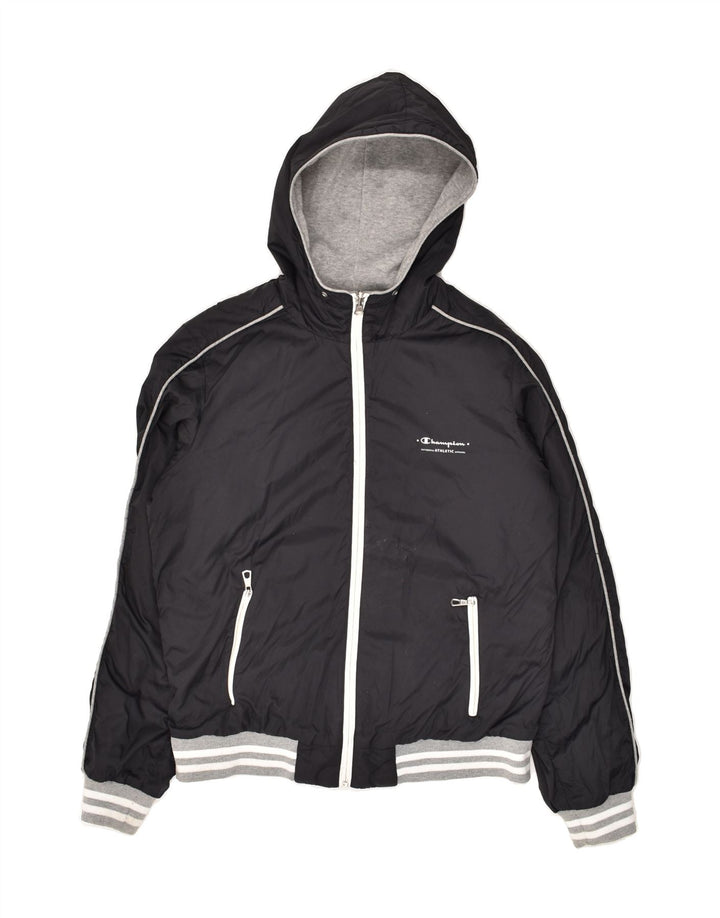 CHAMPION Boys Hooded Reversible Bomber Jacket 10-11 Years Large Grey | Vintage Champion | Thrift | Second-Hand Champion | Used Clothing | Messina Hembry 