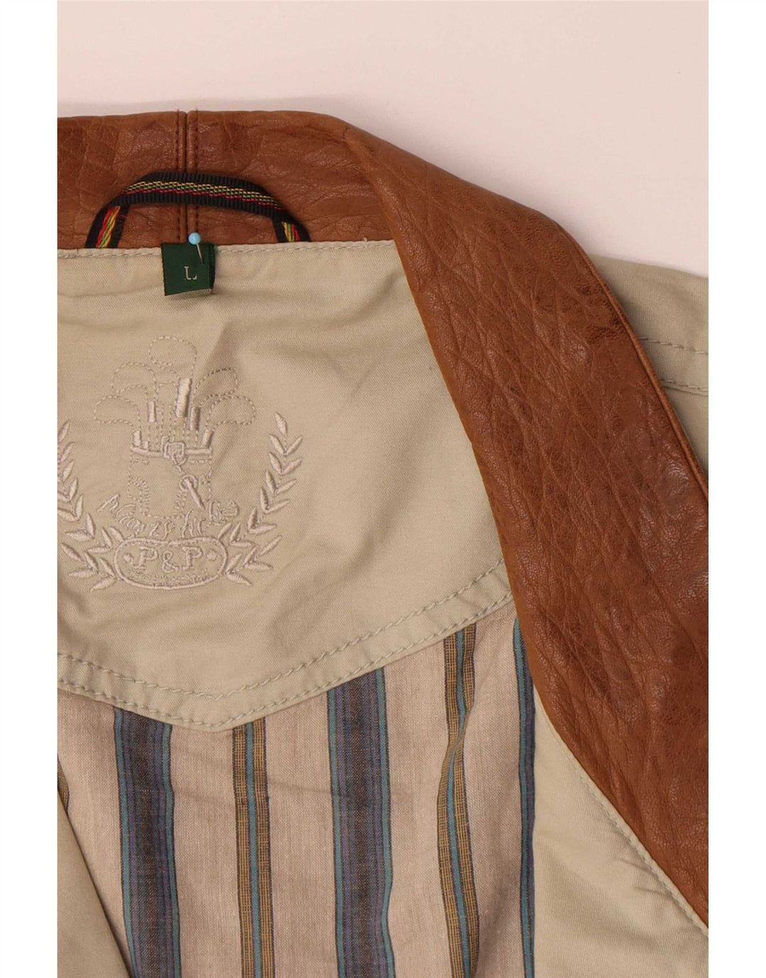 Vintage hombres chaqueta utilitaria Reino Unido 40 algodón beige grande
