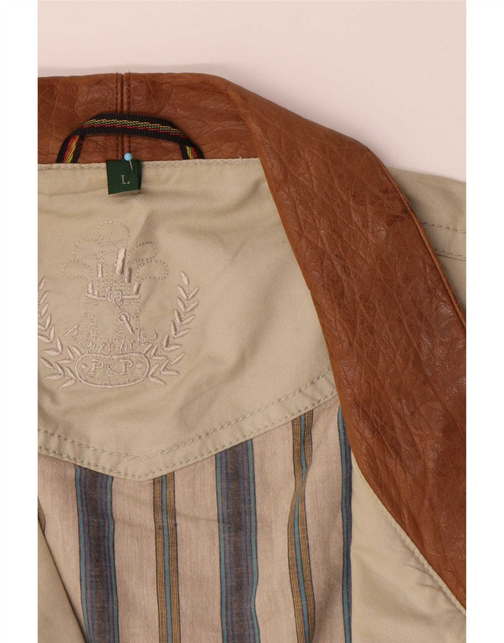 Vintage hombres chaqueta utilitaria Reino Unido 40 algodón beige grande