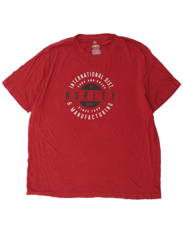 HURLEY Camiseta gráfica para hombre Top 2XL Algodón rojo