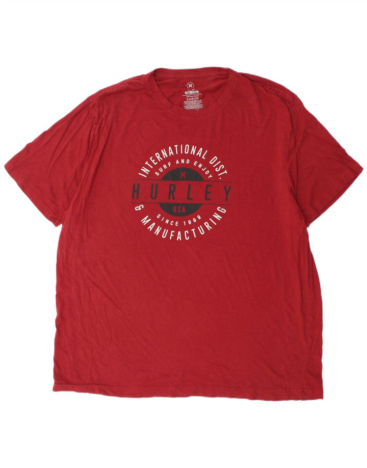 HURLEY Camiseta gráfica para hombre Top 2XL Algodón rojo