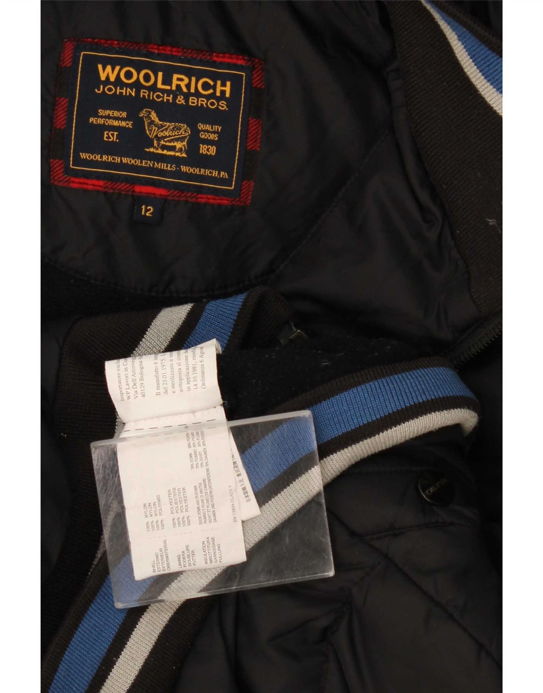 Woolrich Chaqueta acolchada con capucha y gráfico para niños 11-12 años Nylon negro