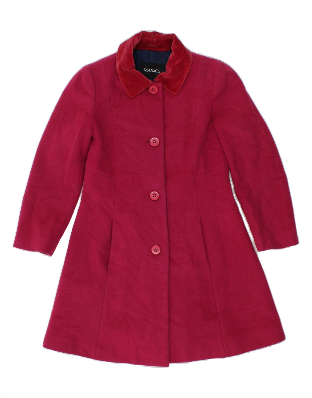 MAX & CO. Womens Overcoat UK 12 Medium  Pink Wool Vintage Max & Co. and Second-Hand Max & Co. from Messina Hembry 