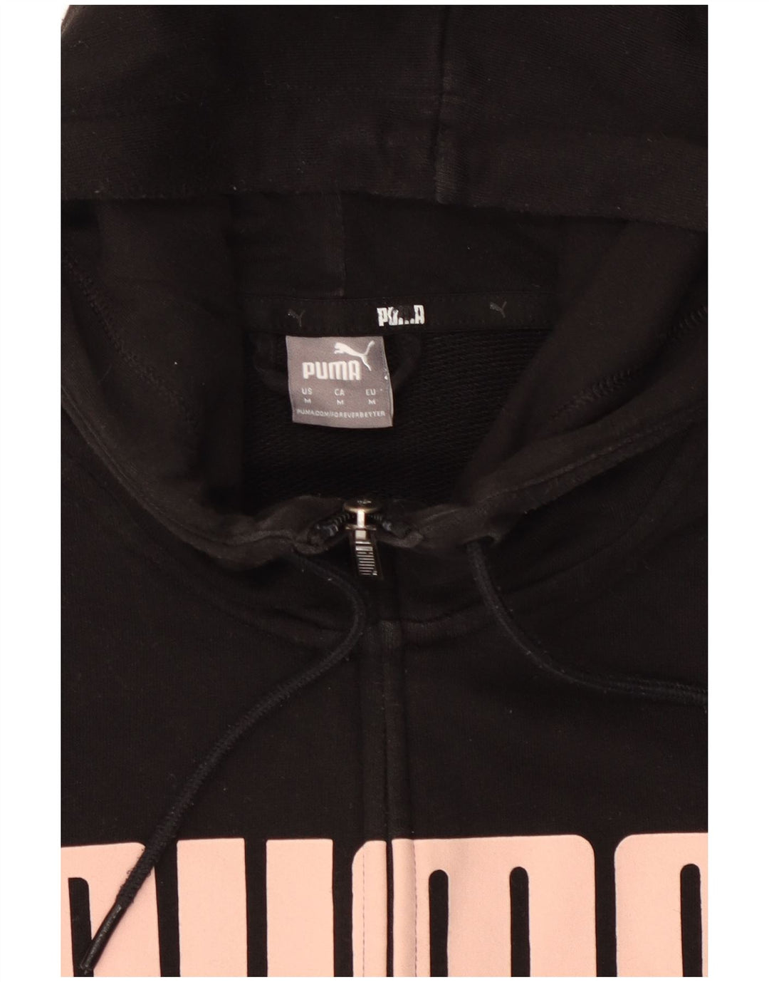 Puma Sudadera con capucha y cremallera gráfica para mujer UK 14 Medium Black