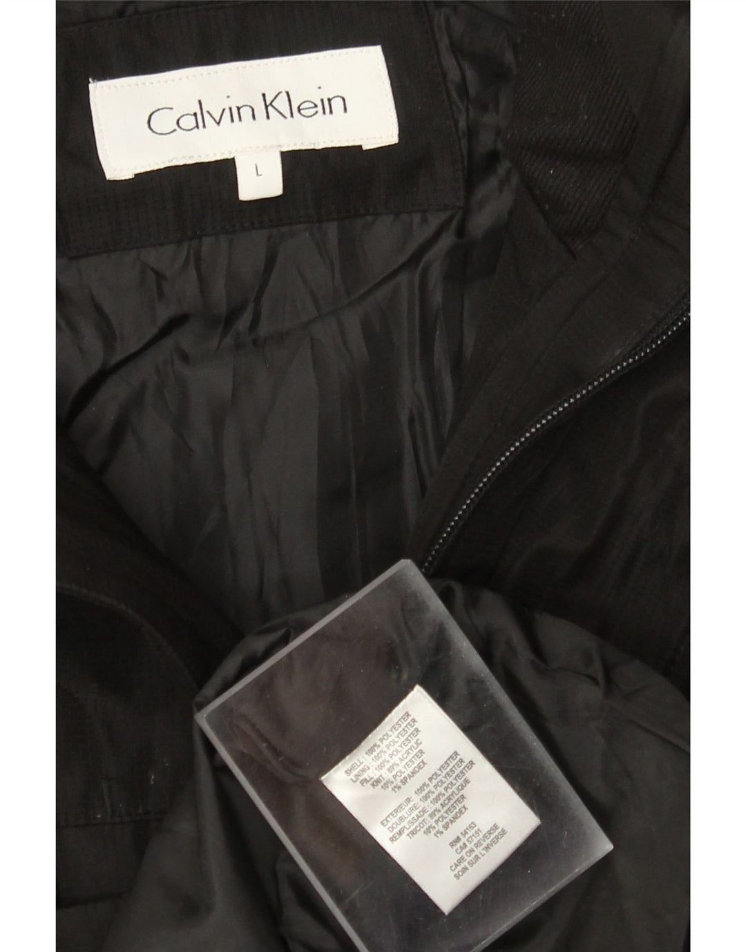 Calvin Klein Chaqueta cortavientos con capucha para hombre UK 40 Grande Poliéster negro