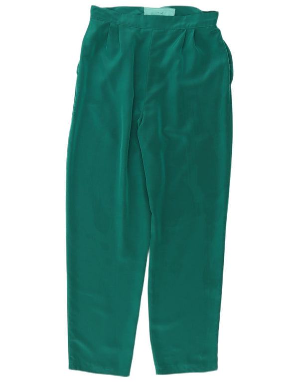 Pantalones casuales vintage con cintura alta para mujer W30 L29 Poliéster verde