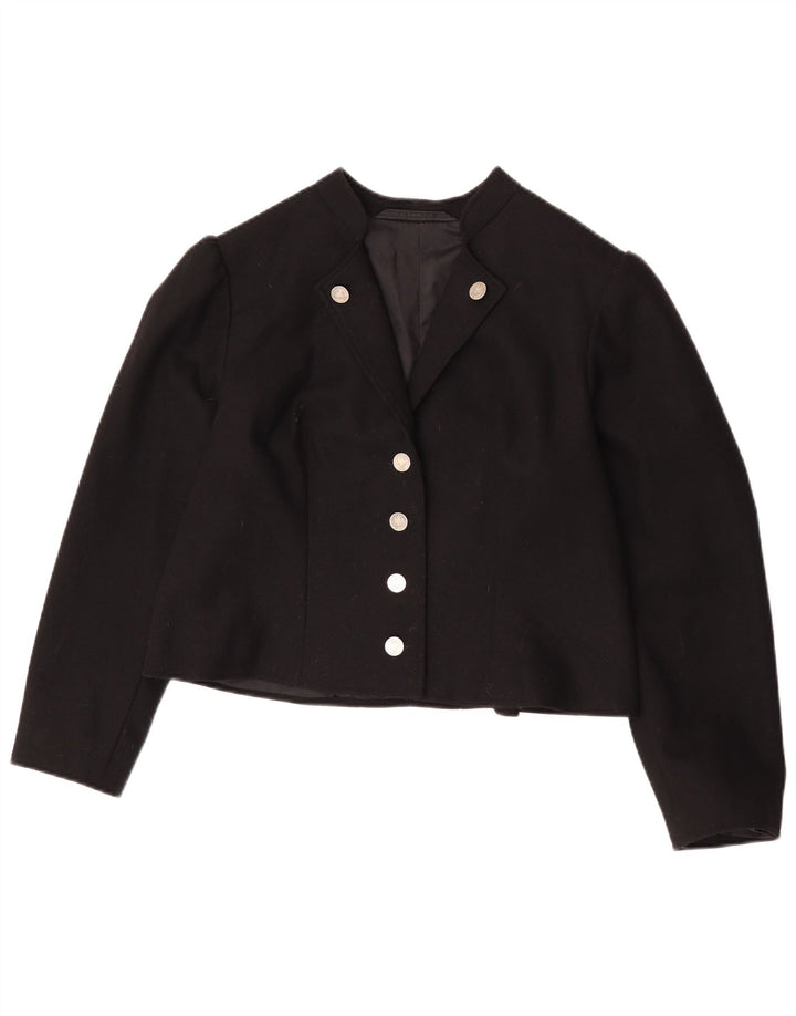 Vintage Mujer Bolero Chaqueta Reino Unido 14 Medio Negro