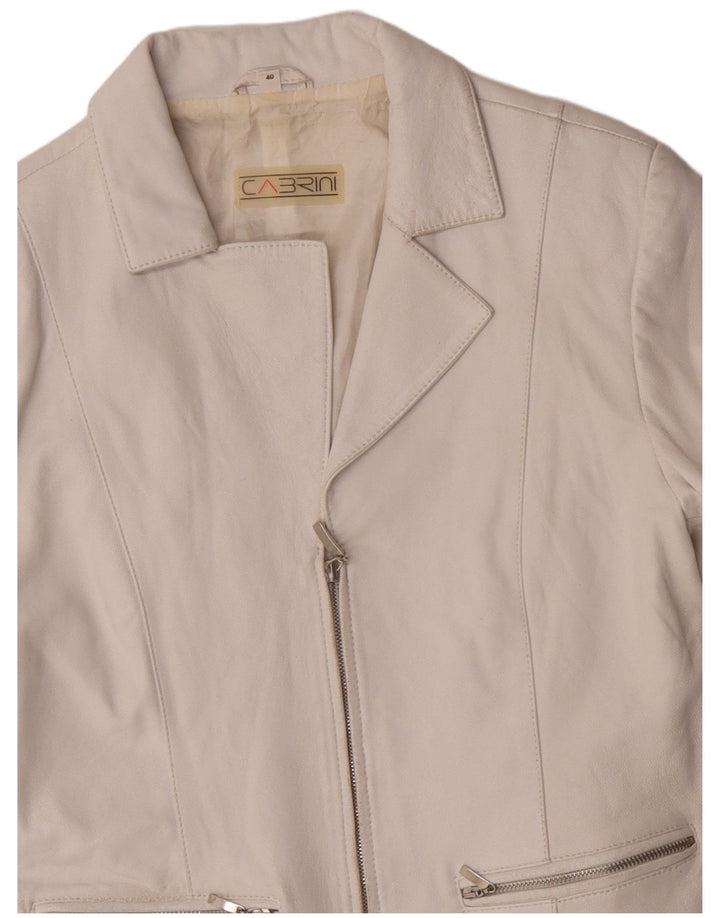 Cabrini Chaqueta Blazer de Cuero para Mujer IT 40 Small White Leather