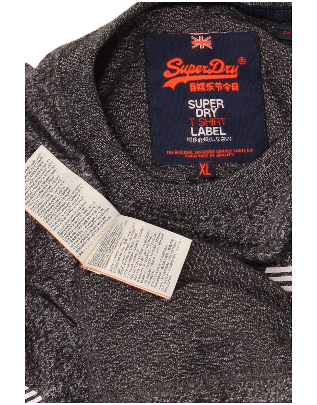 Superdry Camiseta gráfica para hombre Top XL de algodón moteado gris