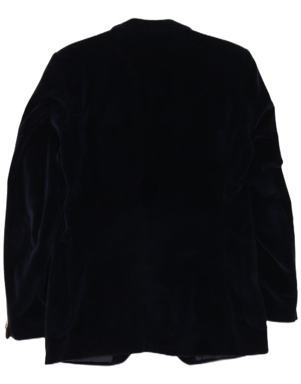Chaqueta blazer vintage de terciopelo con 2 botones para hombre UK 38 Azul marino mediano