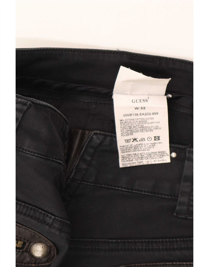 Guess Pantalón Capri Mujer W32 Grande Algodón Negro