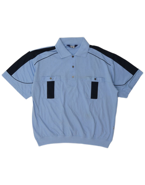 Polo vintage para hombre XL Bloque de color azul