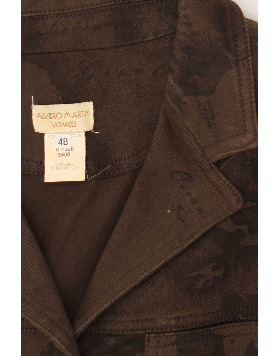 ALVIERO MARTINI Chaqueta vaquera gráfica para mujer IT 48 Algodón marrón grande