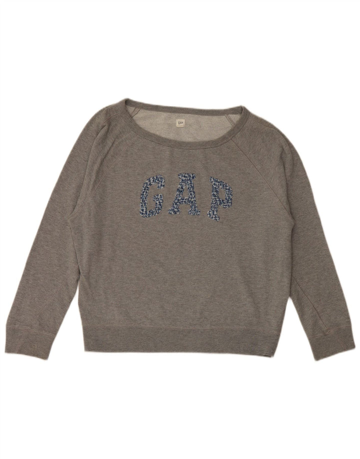 Gap Mujer Gráfico Sudadera De Gran Tamaño Jersey Reino Unido 10 Pequeño Algodón Gris