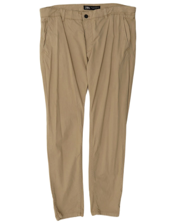 Zara Mens Pantalón Chino Slim EU 46 XL W36 L30 Beige