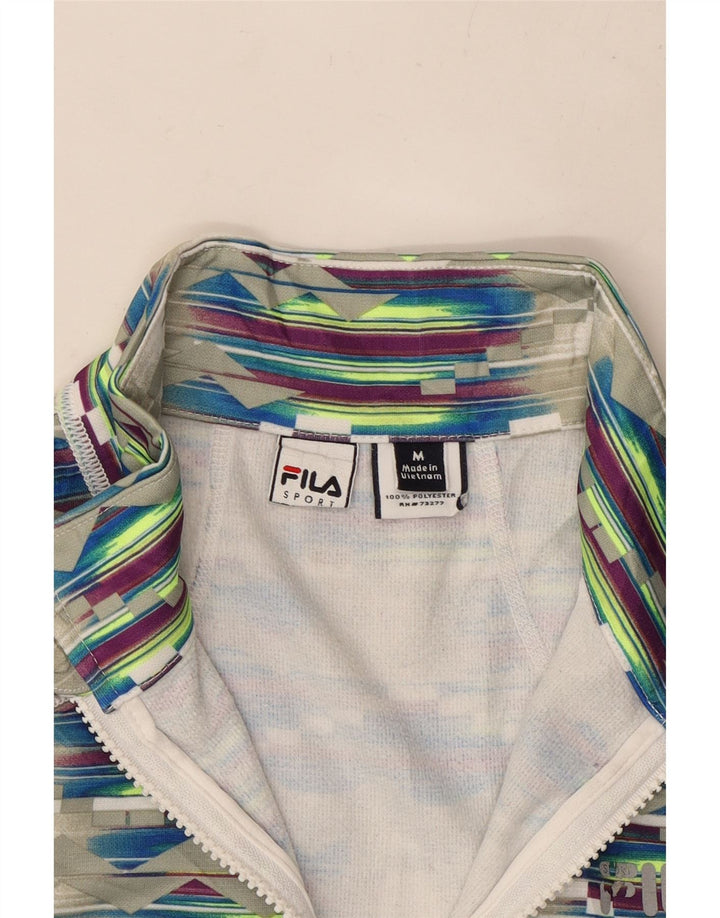 FILA Mujer Jersey Chándal Top UK 12 Medio Multicolor Geométrico
