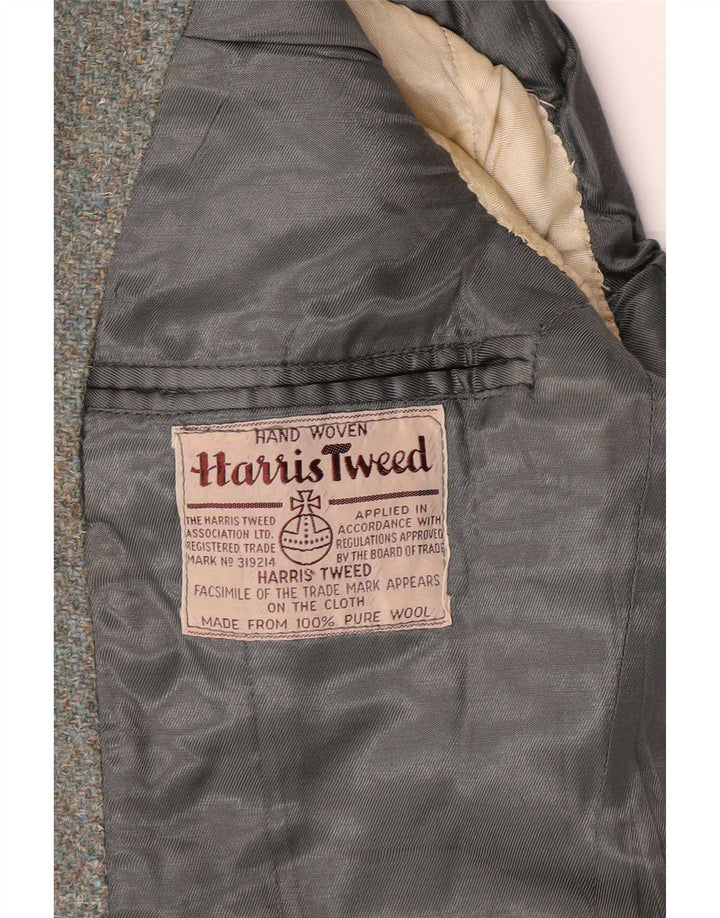 Harris Tweed Chaqueta militar de 2 botones para mujer UK 8 Small Khaki Wool