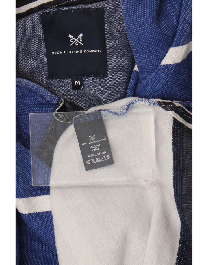 CREW CLOTHING Sudadera con cuello y botones para hombre, jersey, rayas azules medianas