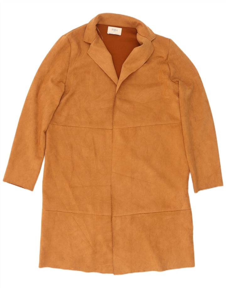 Zara Mujer Abrigo Ante Abierto UK 40 XL Marrón