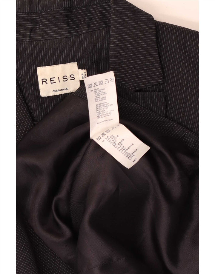 Chaqueta tipo blazer de 1 botón para mujer Reiss UK 8 Small Viscosa a rayas negras