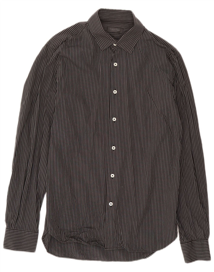 Camisa Calvin Klein para hombre Algodón a rayas negras medianas
