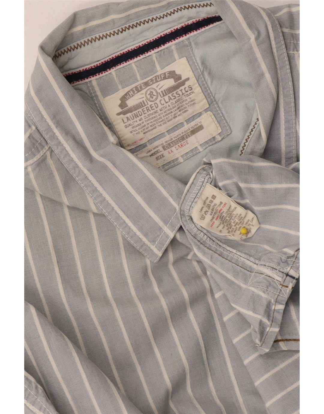 Camisa de corte clásico para hombre de White Stuff, talla 2XL, de algodón a rayas azules