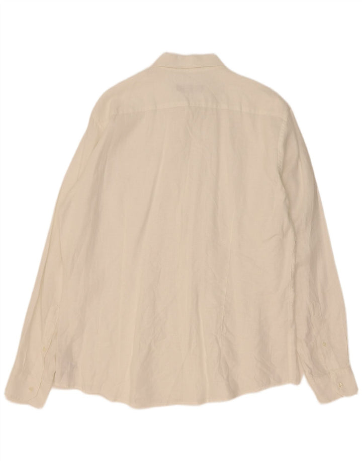 Camisa Trussardi Hombre Talla 43 Grande Lino Blanco