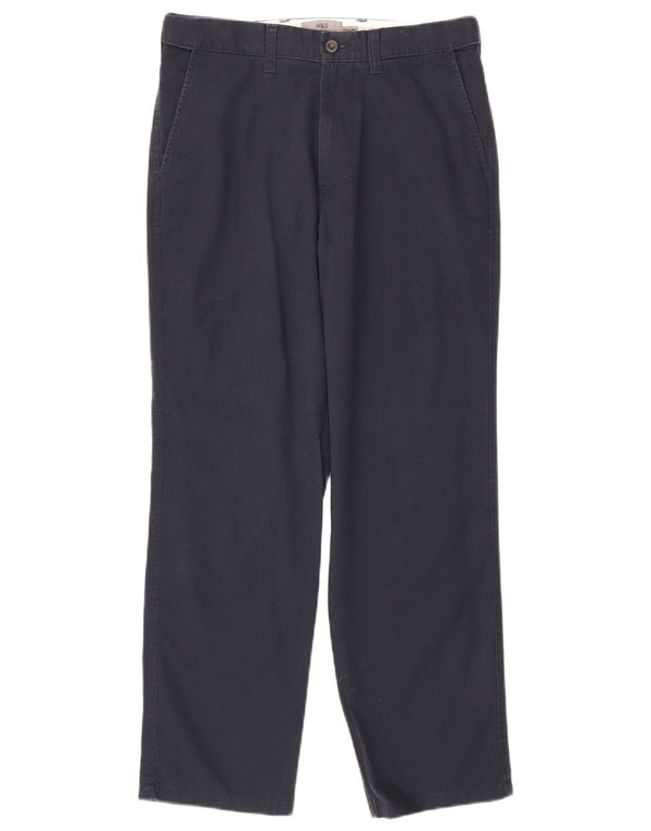Marks & Spencer Pantalón chino de corte regular para hombre W30 L29 Algodón azul marino