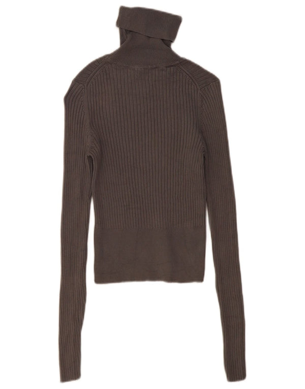 Zara Mujer Crop Roll Neck Jumper Sweater UK 10 Small Gris Viscosa